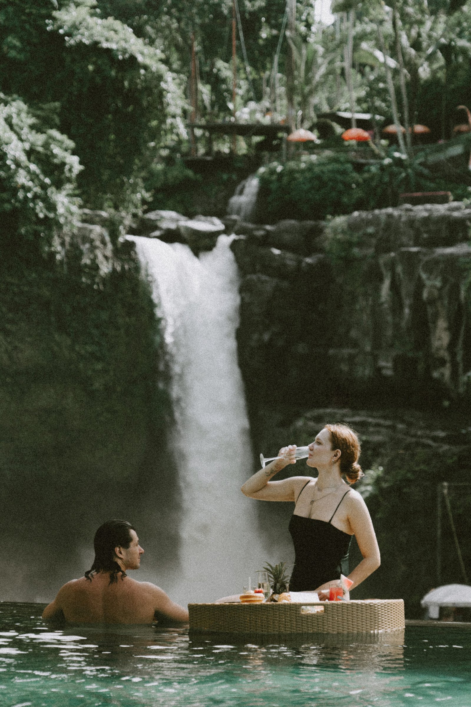 breakfast with tegenungan waterfall view
